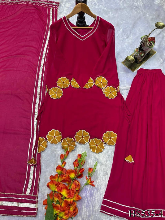 Graceful Georgette Embroidered Palazzo Set