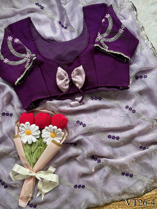 Leheriya Glam Fendy Satin Saree with Embroidered Blouse