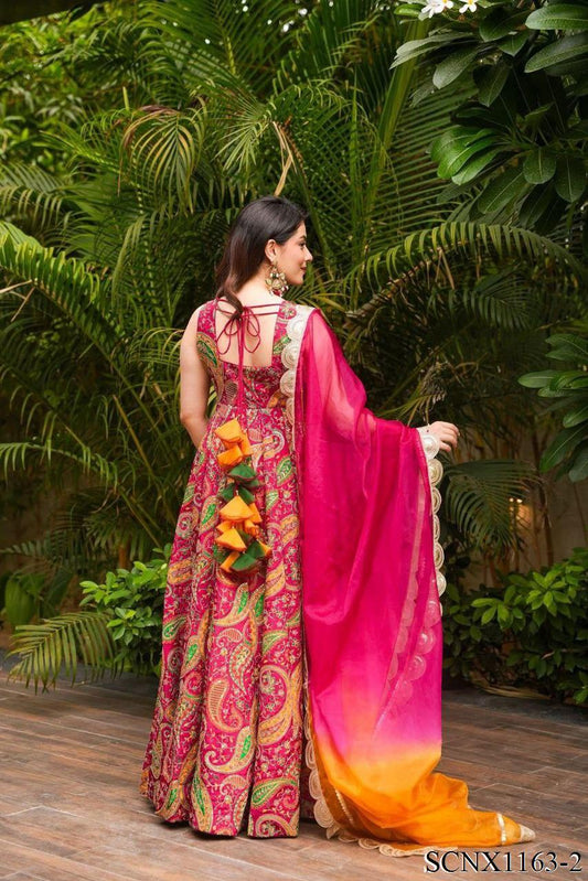 Jimmy Organza Silk With Digital Print Work Gown