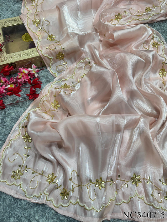 Pink Color Jimmi Choo Beautifull HandWork Saree