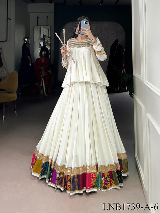 Reyon Fabric Multi Patche Work Gotta Patti Lace Work Lehenga