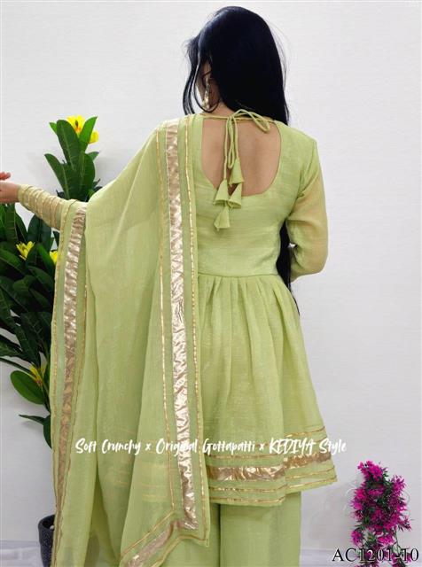 Pink Color Soft Crunchy Crush Top Plazzo