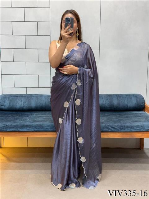 Space Silk With Hart Loving Daimond Work Saree