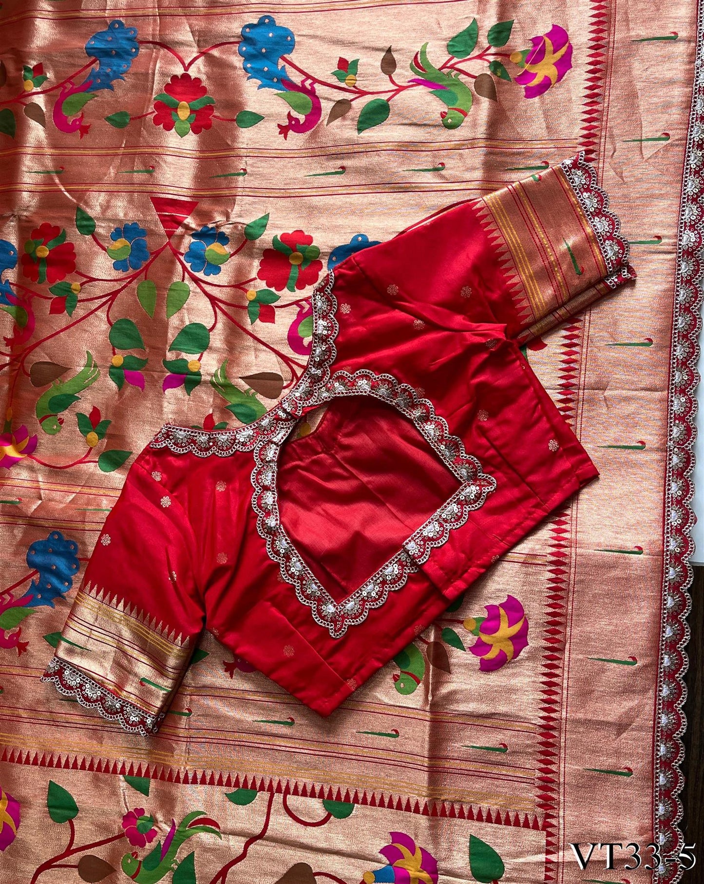 Red Color Banarasi Pattu Paithani Pallu Saree