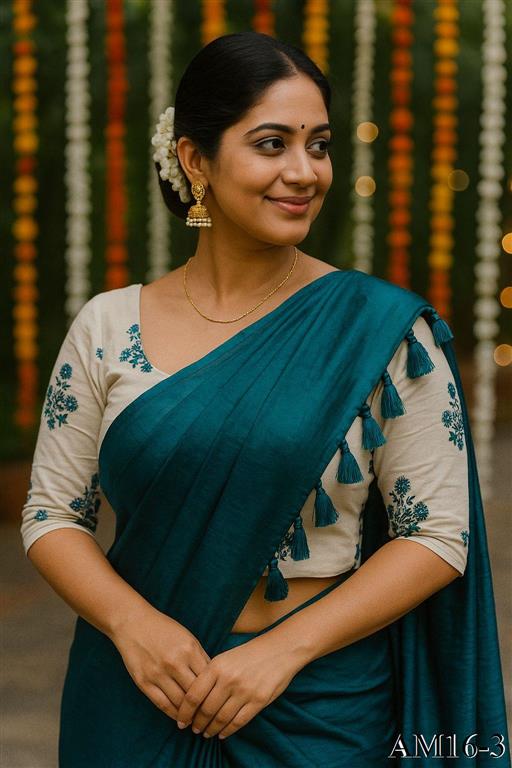 Space Silk With Silky Latkan Khadi Work Saree