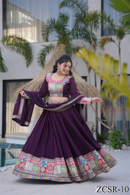 Coding Embroidery Siqunce Work with zip In Choli
