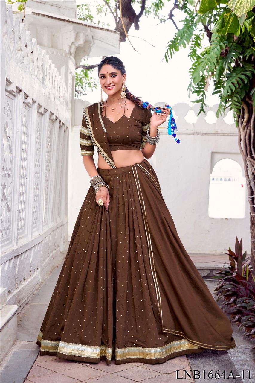 Pure Chanderi Weaving Work Embossed Design Lehenga