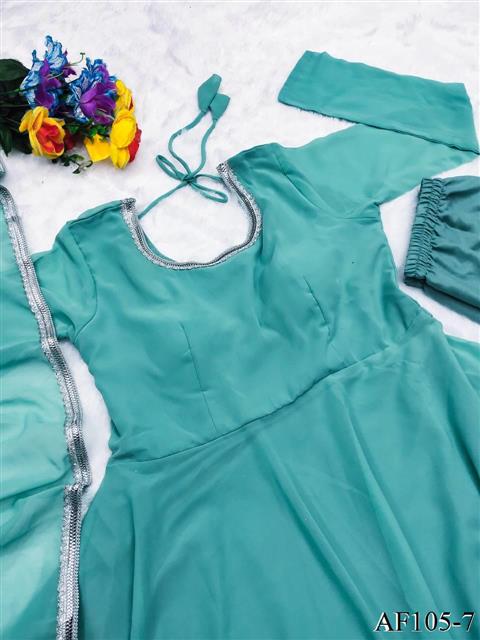 Sky Blue Color Heavy Faux Georgette Embroidery Work Anarkali