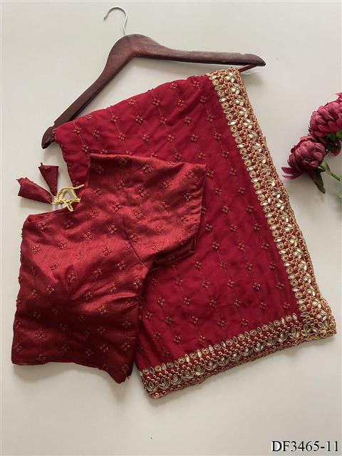 Heavy Quility Faux Georgette Sequins Work Saree