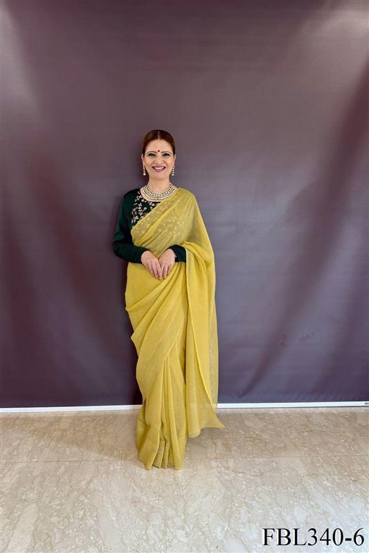 Sparkle Silk With Plain Sequience Work Saree