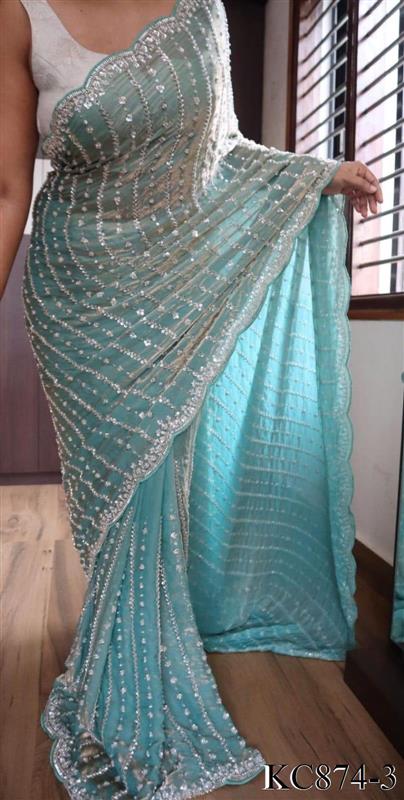 Space Silk With Original Beeds Work Saree