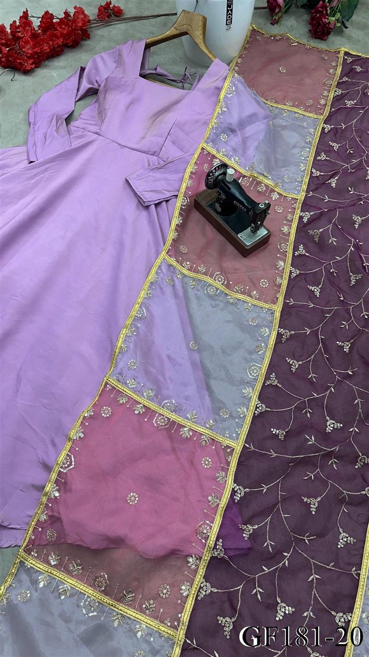 Simar Silk With Heavy Fair Plazzo And Plain Work Gown