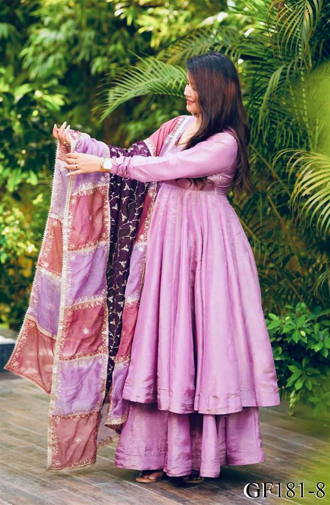 Simar Silk With Heavy Fair Plazzo And Plain Work Gown