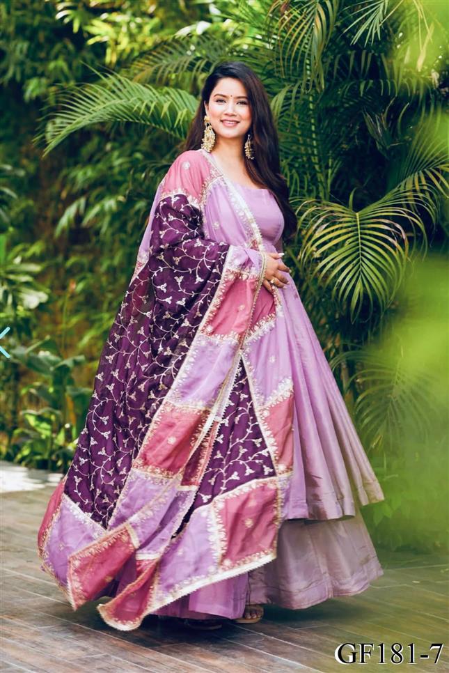 Simar Silk With Heavy Fair Plazzo And Plain Work Gown