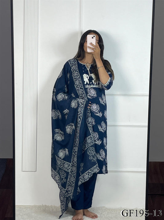 Pure Reyon Fabric Embroidery Work Top Pent