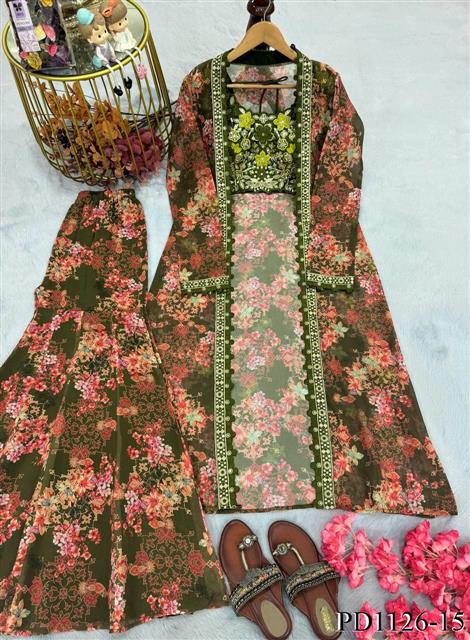 Red Color Satin Silk With Embroidery Work Koti Plazzo