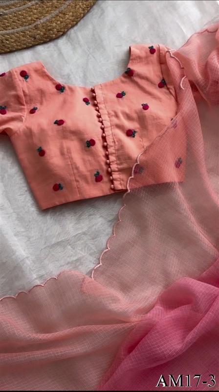 Pink Color Soft Cotton Beautifull Hand Dying Saree