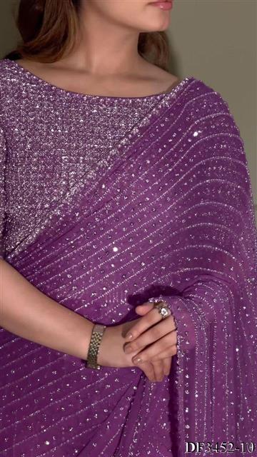 Beautifull Georgette Sequience Embroidery Work Saree