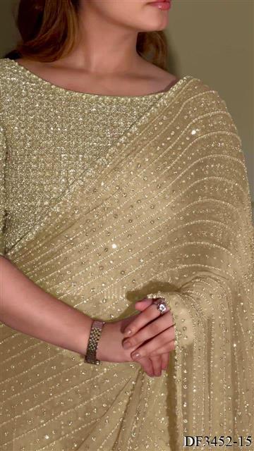 Beautifull Georgette Sequience Embroidery Work Saree