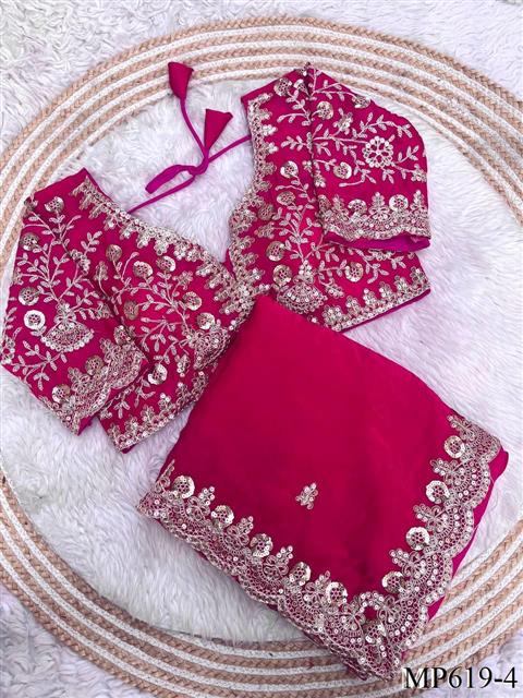 Fendy Satin Silk Saree With Sequins with Jari Dori Embroidery work