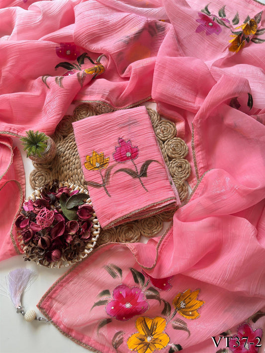 Premium Crunchy Crush Hand Work Saree