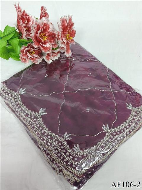 Pure Soft Fandy Silk With Daimond Khatli Work Saree