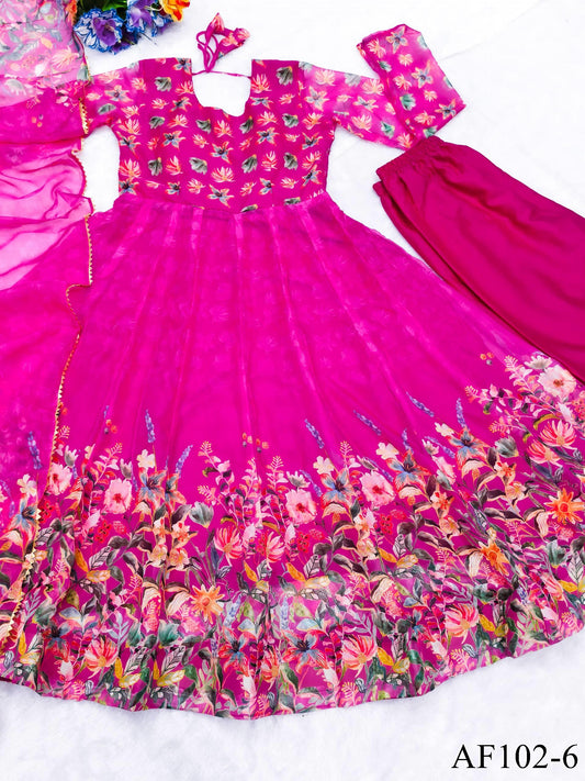 Beautifull Tebby Frora Printed With Lace Work Anarkali