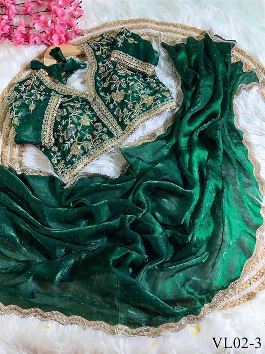 Pure Soft Fendy Silk With Hand Jharkhand Work Saree