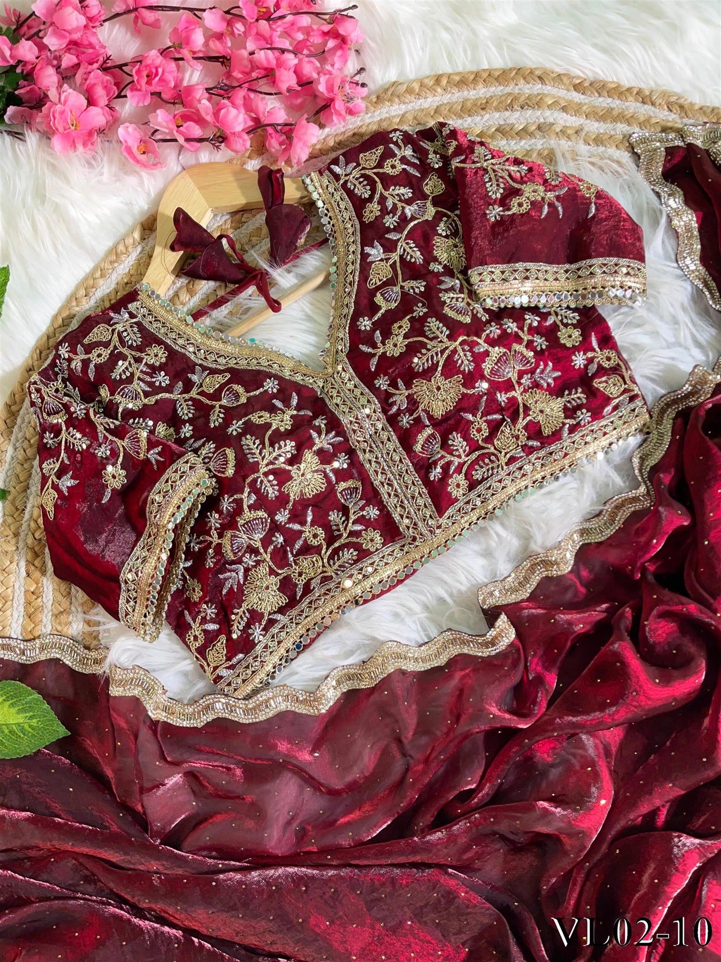 Pure Soft Fendy Silk With Hand Jharkhand Work Saree