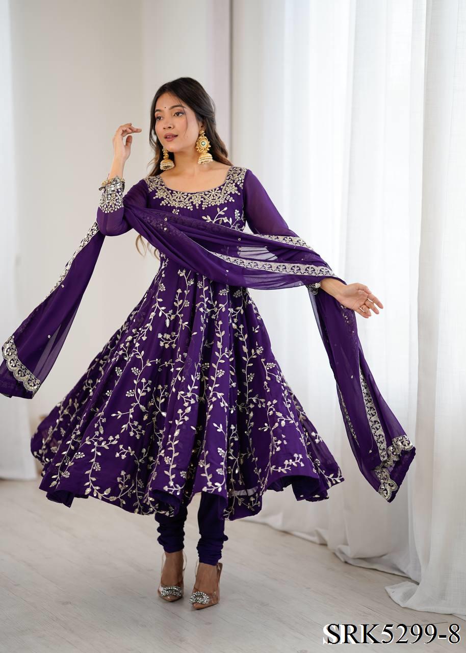 New Wear Faux Georgette Embroidery Work Anarkali