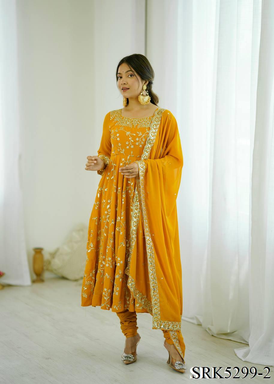 New Wear Faux Georgette Embroidery Work Anarkali