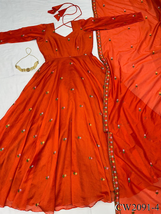 New Wear Zipsy Silk With Thread Shining Work Gown