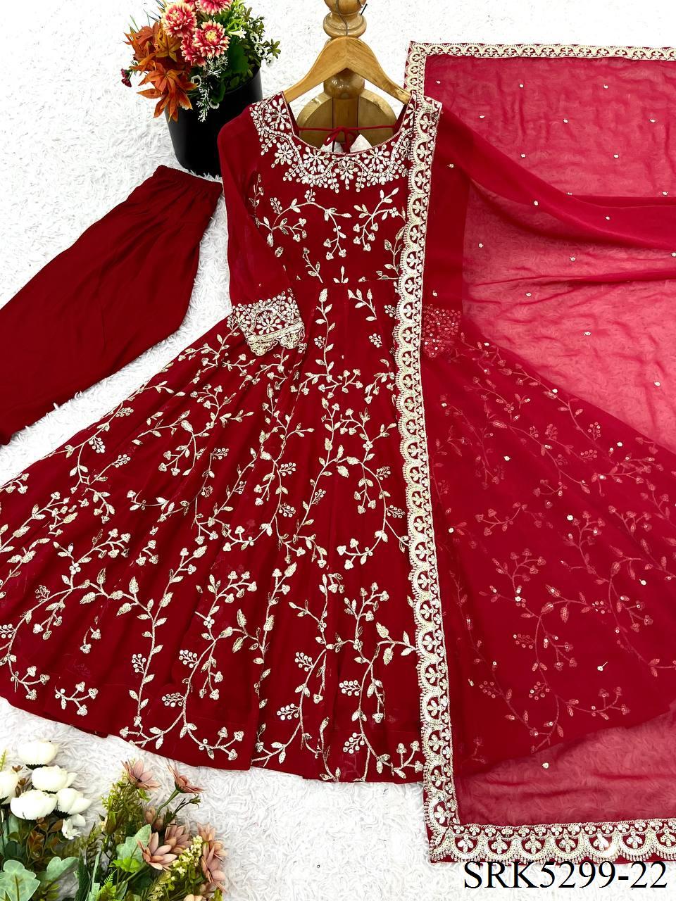 New Wear Faux Georgette Embroidery Work Anarkali