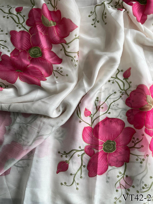 Premium Georgette Elegent Print Work Saree