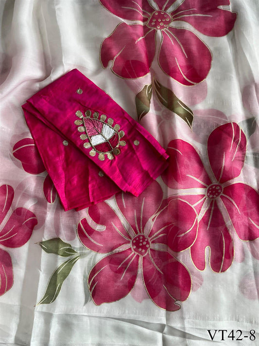 Premium Georgette Elegent Print Work Saree