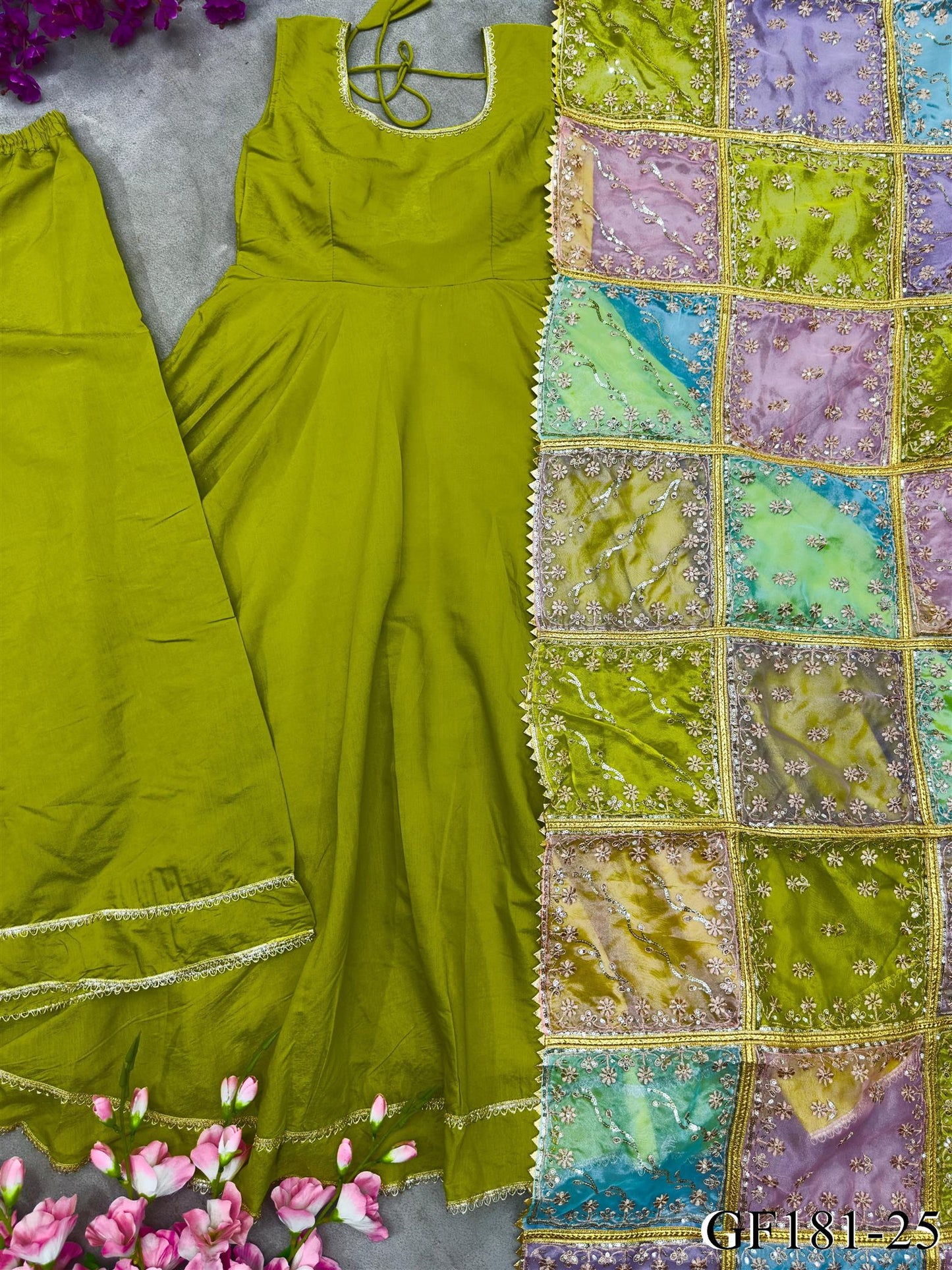 Simar Silk With Heavy Fair Plazzo And Plain Work Gown