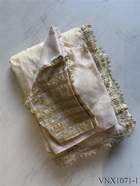 Tissue Silk With Embroidery Sequience Work Saree