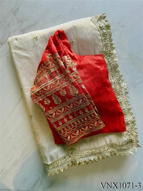 Tissue Silk With Embroidery Sequience Work Saree