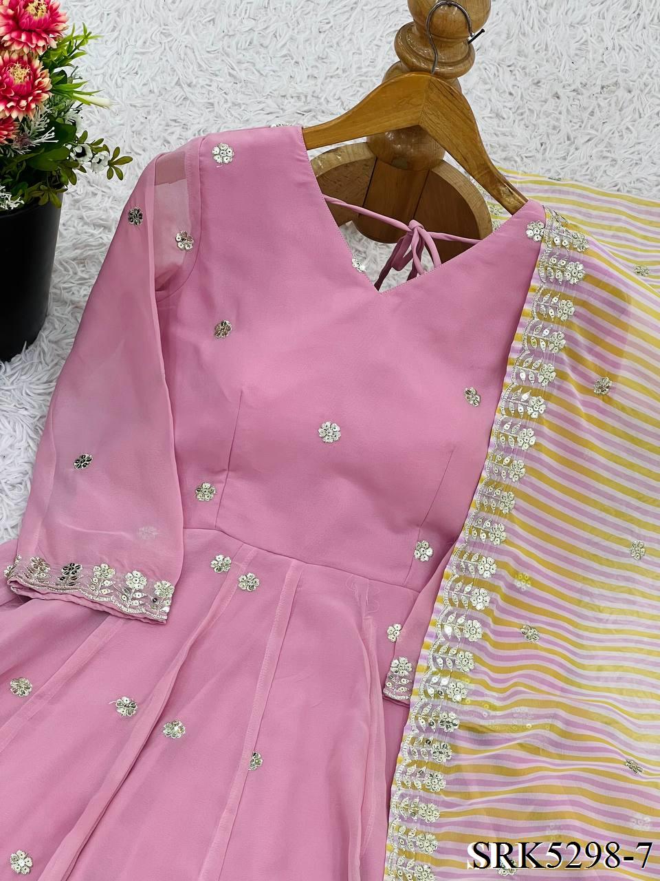 Beautifull Faux Georgette Embroidery Work Anarkali