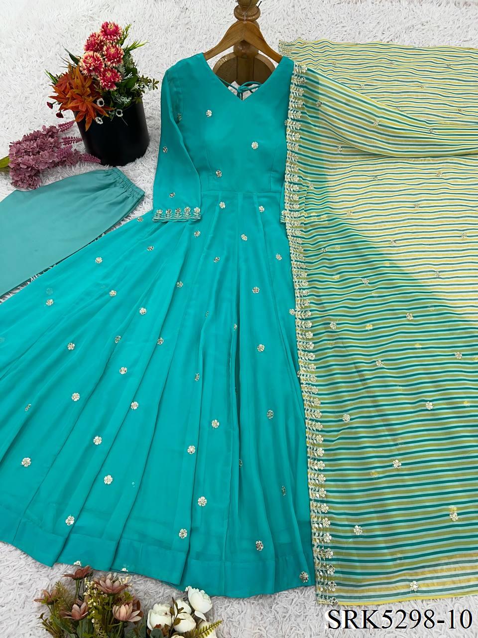 Beautifull Faux Georgette Embroidery Work Anarkali