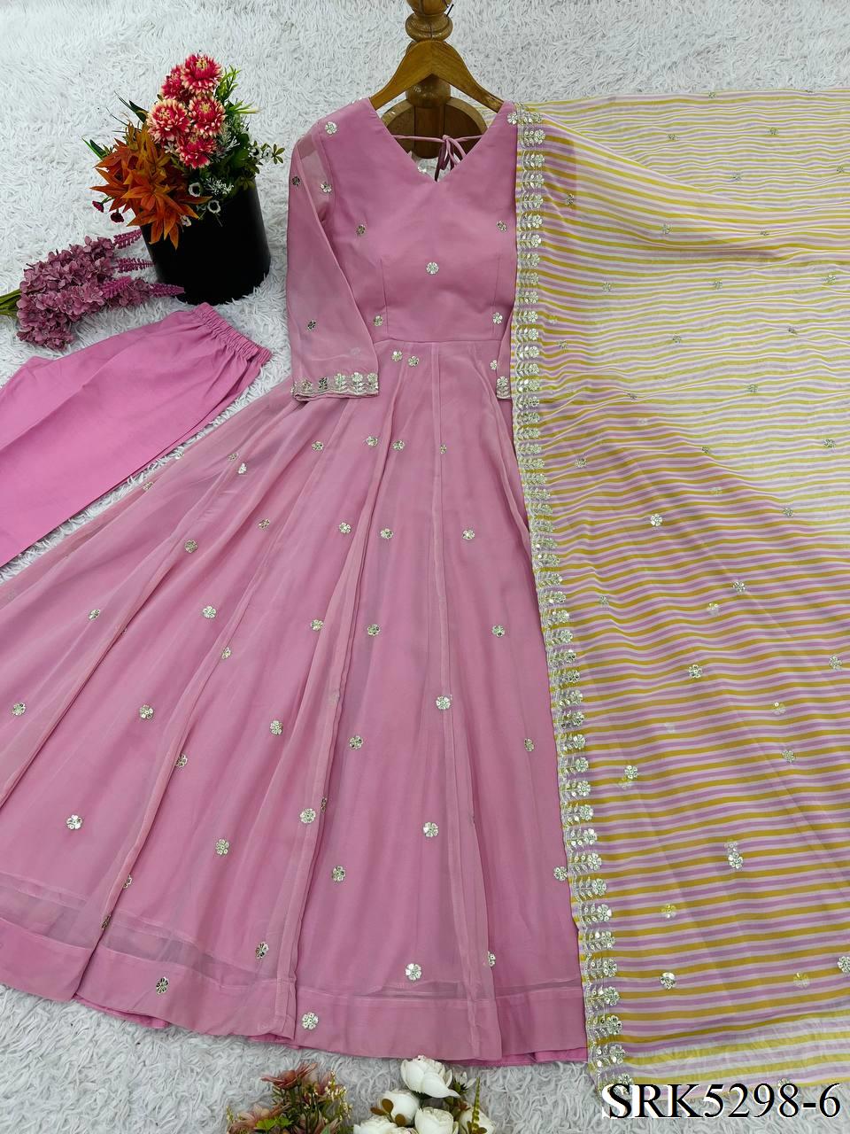 Beautifull Faux Georgette Embroidery Work Anarkali