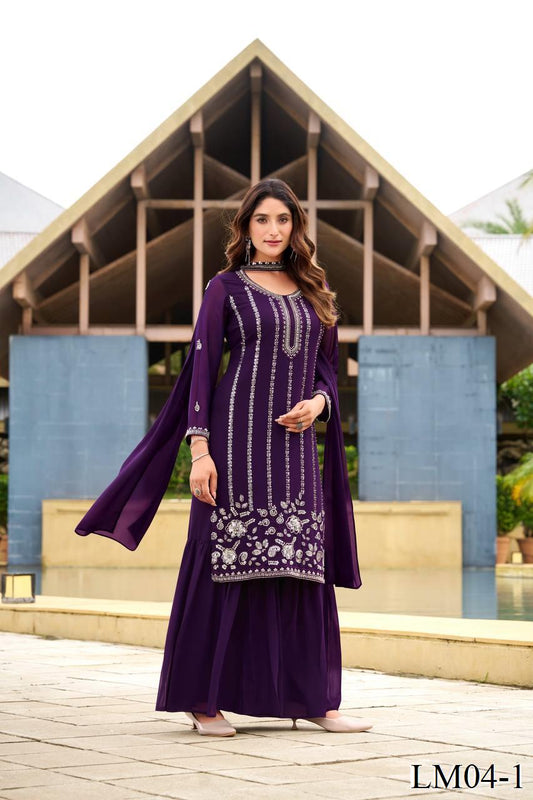 Beautifull Georgette Sequience Work Kurti Sharara