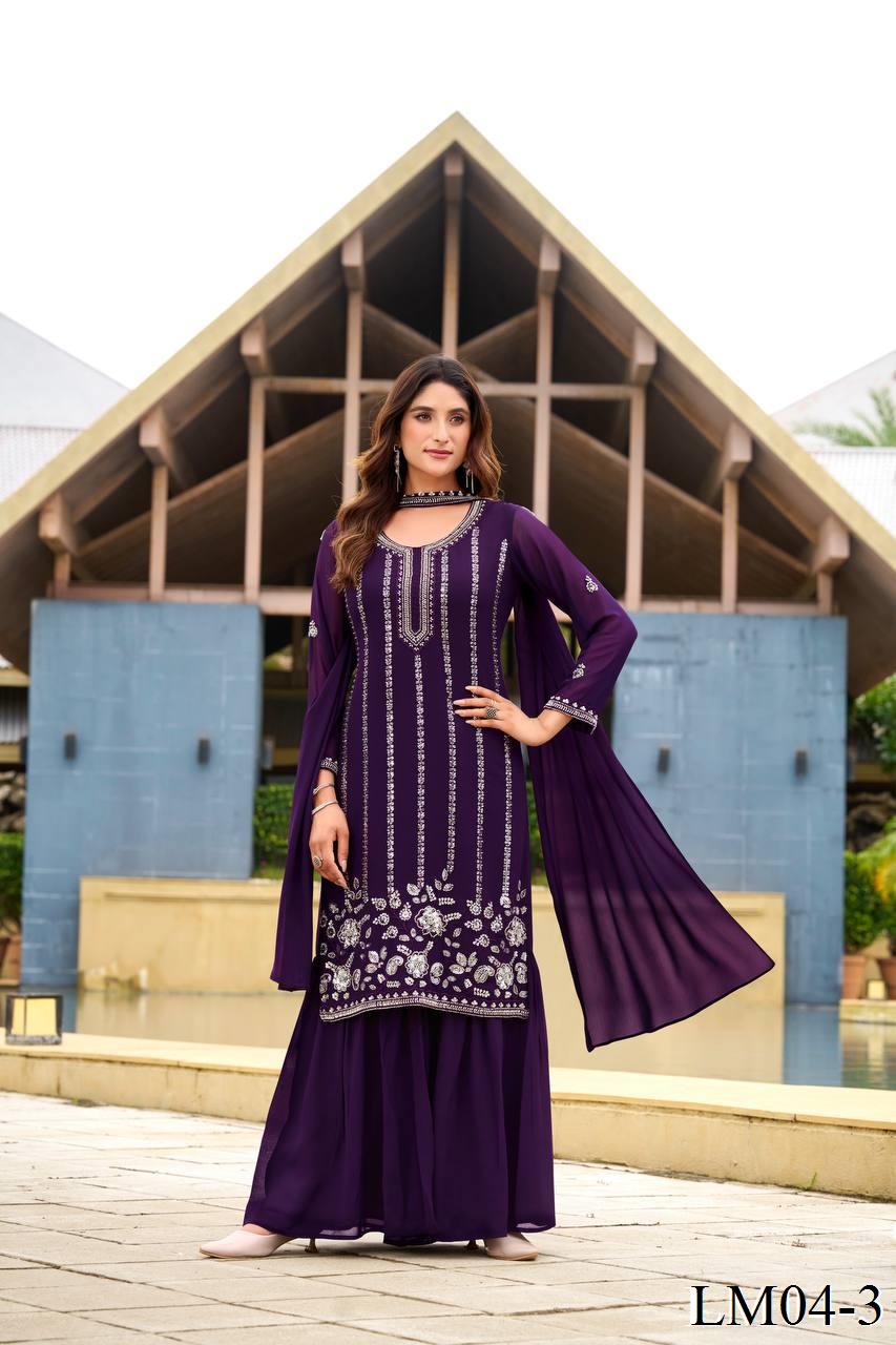 Beautifull Georgette Sequience Work Kurti Sharara