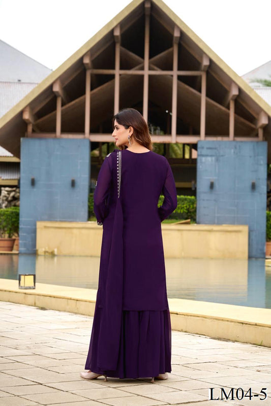 Beautifull Georgette Sequience Work Kurti Sharara