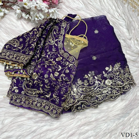 Pure Soft Fendy Silk With Embroidery Work Saree