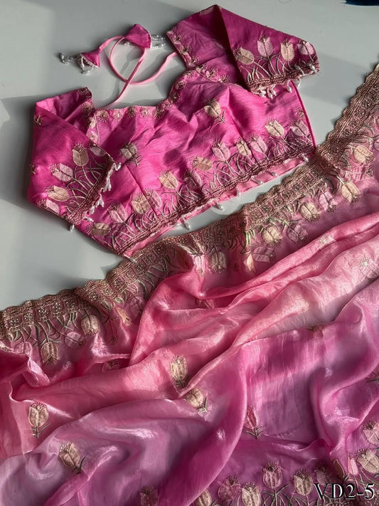 Pure Soft Fendy Pedding With Embroidery Work Saree