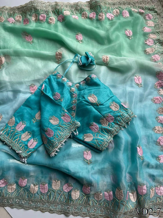 Pure Soft Fendy Pedding With Embroidery Work Saree