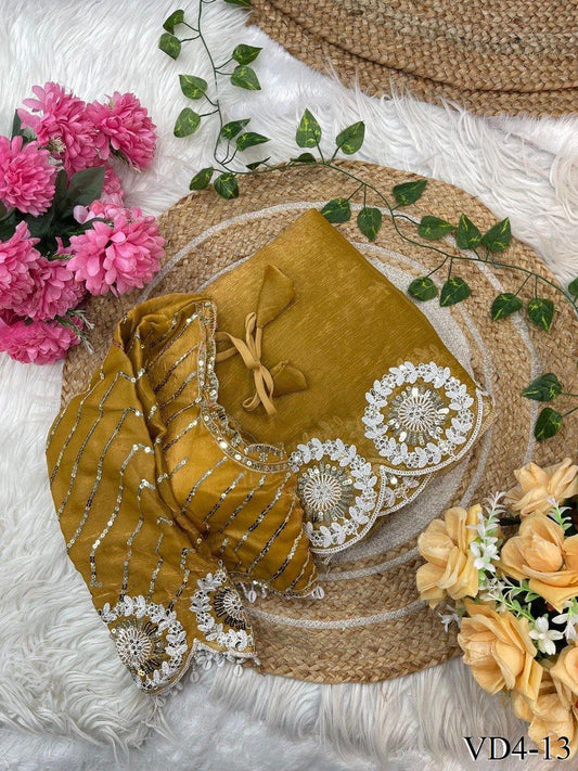 Pure Soft Fendy Chiffon Two Ton Embroidery Work Saree