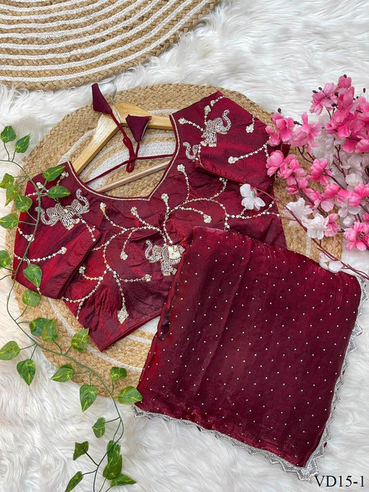 Fendy Sartin Silk Jharkhand Work Saree