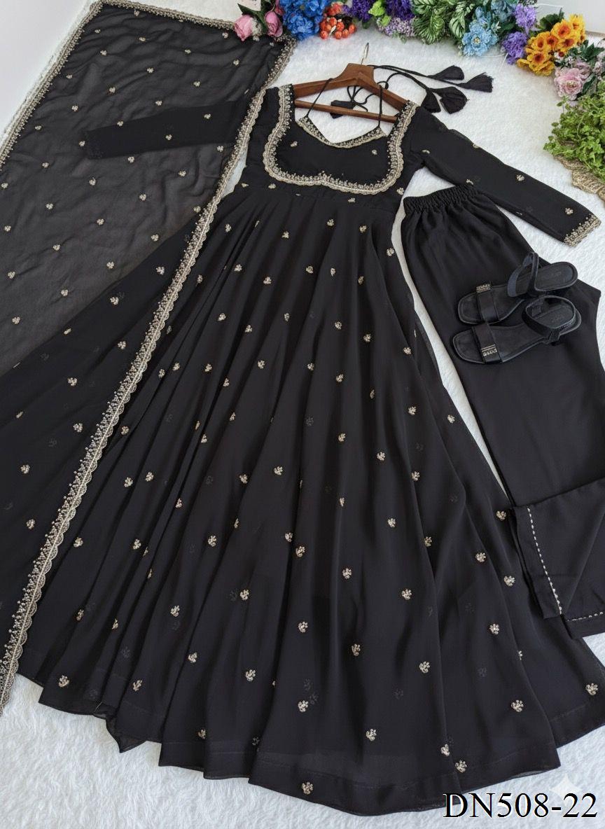 Red Color Fox Georgette Sequience Embroidery Work Gown